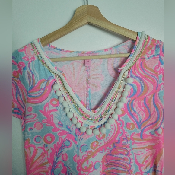 Lilly Pulitzer Pom Pom Dress Pink Blue Size XS - Picture 2 of 9
